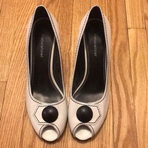 Naturalizer white peep toe heels